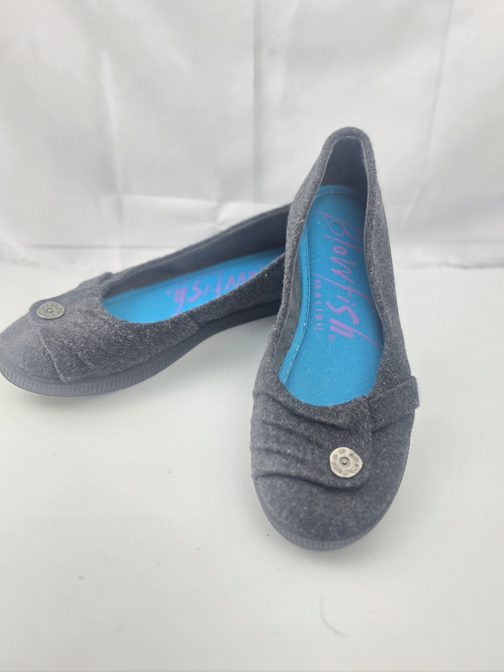 Blowfish Gray Women's Slip-On Ballet Flats with Button Accent Size 7